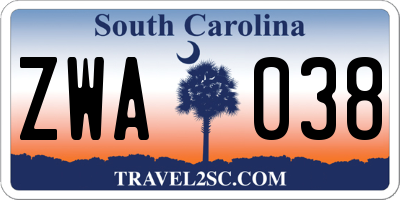SC license plate ZWA038