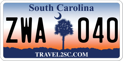SC license plate ZWA040