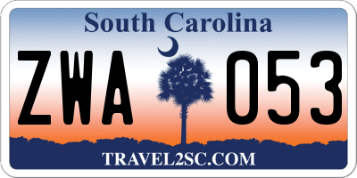 SC license plate ZWA053