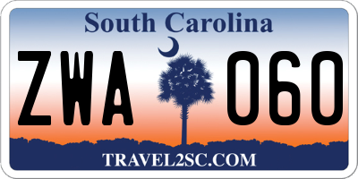 SC license plate ZWA060