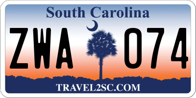 SC license plate ZWA074