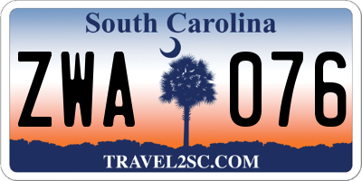 SC license plate ZWA076