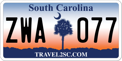 SC license plate ZWA077
