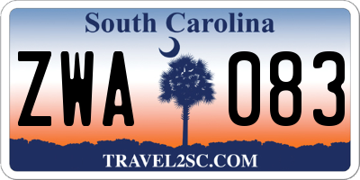 SC license plate ZWA083