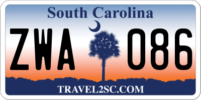 SC license plate ZWA086