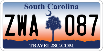 SC license plate ZWA087