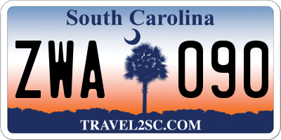 SC license plate ZWA090