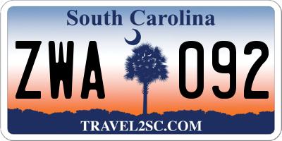 SC license plate ZWA092