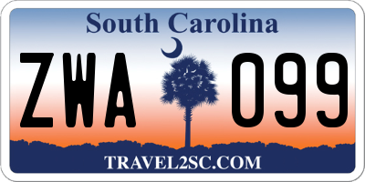 SC license plate ZWA099