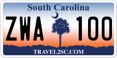 SC license plate ZWA100