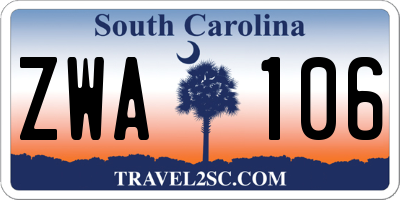 SC license plate ZWA106
