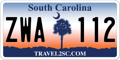 SC license plate ZWA112