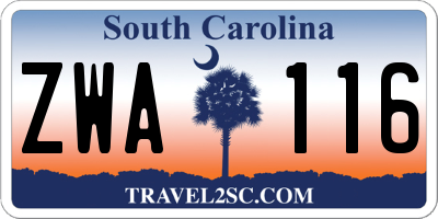 SC license plate ZWA116