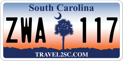 SC license plate ZWA117