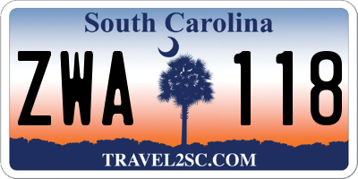 SC license plate ZWA118