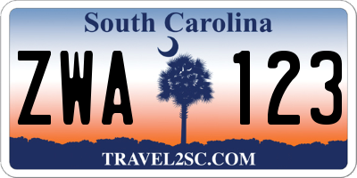 SC license plate ZWA123