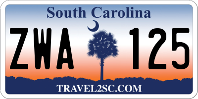 SC license plate ZWA125