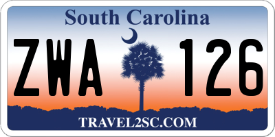 SC license plate ZWA126
