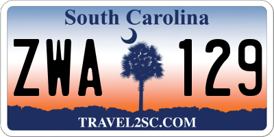SC license plate ZWA129