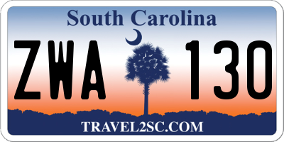 SC license plate ZWA130