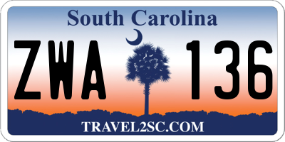 SC license plate ZWA136