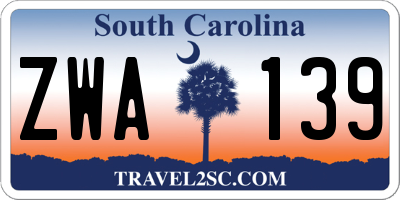 SC license plate ZWA139