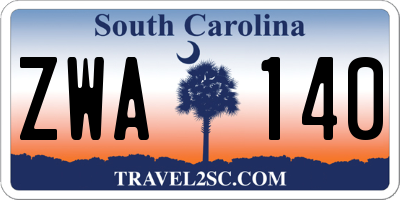 SC license plate ZWA140