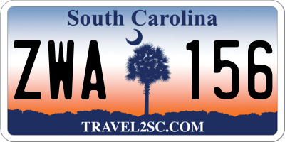 SC license plate ZWA156