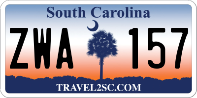 SC license plate ZWA157