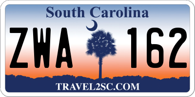 SC license plate ZWA162