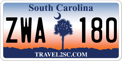SC license plate ZWA180