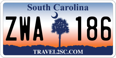 SC license plate ZWA186