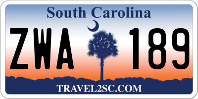 SC license plate ZWA189