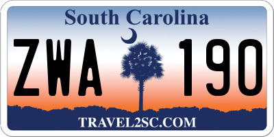 SC license plate ZWA190