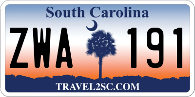 SC license plate ZWA191