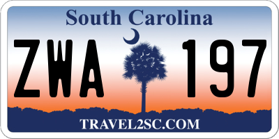 SC license plate ZWA197