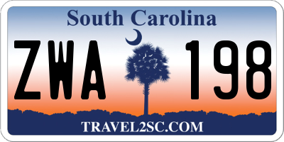 SC license plate ZWA198
