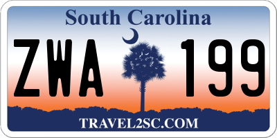 SC license plate ZWA199
