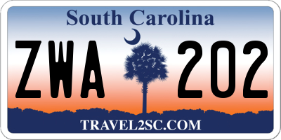 SC license plate ZWA202