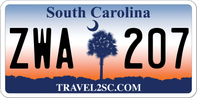 SC license plate ZWA207