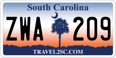 SC license plate ZWA209