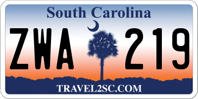 SC license plate ZWA219