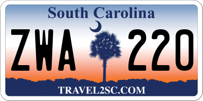 SC license plate ZWA220