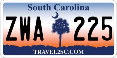SC license plate ZWA225