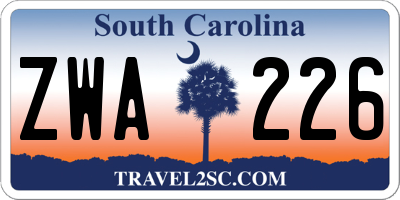 SC license plate ZWA226