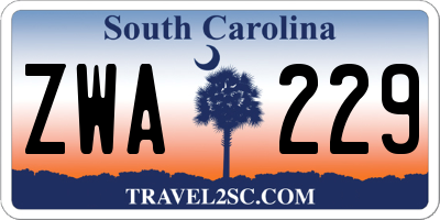 SC license plate ZWA229