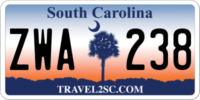 SC license plate ZWA238