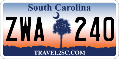 SC license plate ZWA240