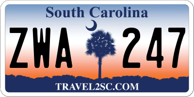 SC license plate ZWA247
