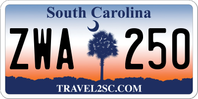 SC license plate ZWA250
